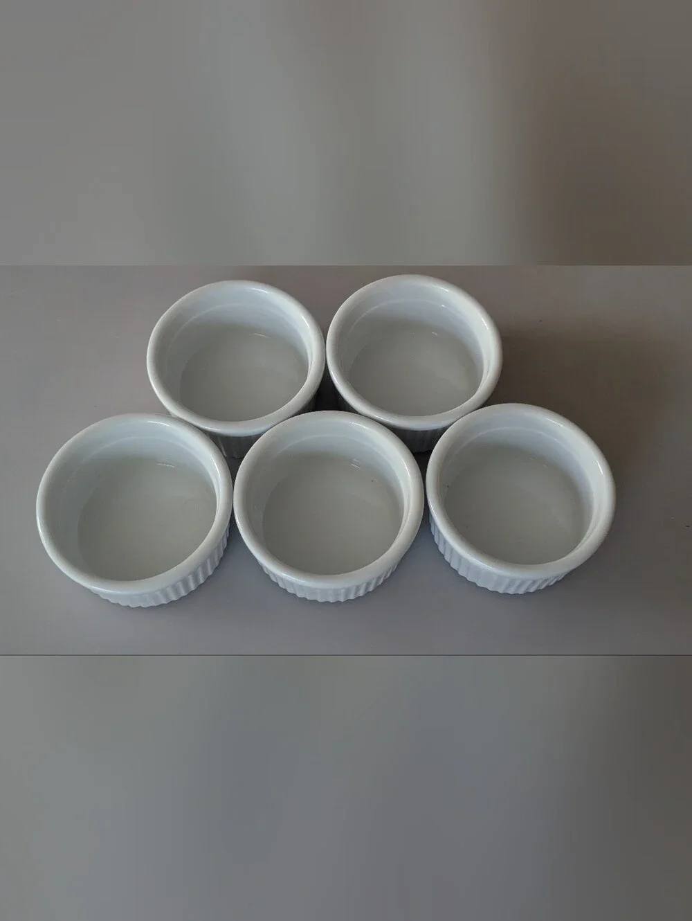 Lot of 5-pcs Ramekin Baking Dishes 4oz White Soufflé Creme Brulee Quiche 3-3/8